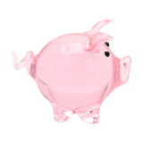 Miniature Glass Pig Figurine with Curly Tail - Pink