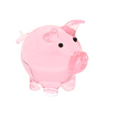 Miniature Glass Pig Figurine with Curly Tail - Pink