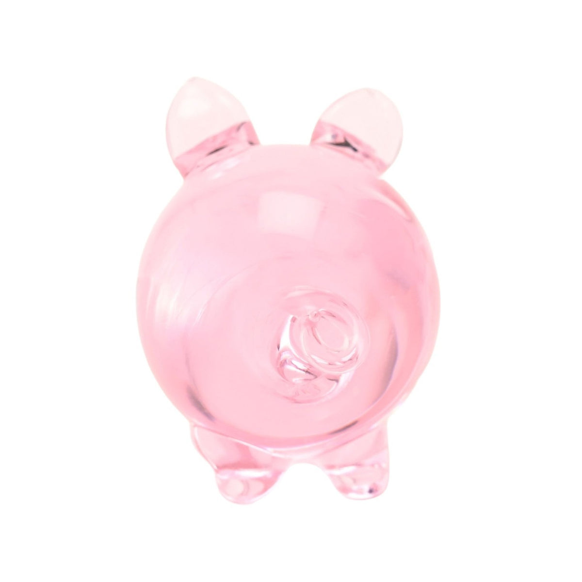 Miniature Glass Pig Figurine with Curly Tail - Pink