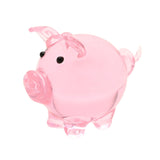 Miniature Glass Pig Figurine with Curly Tail - Pink