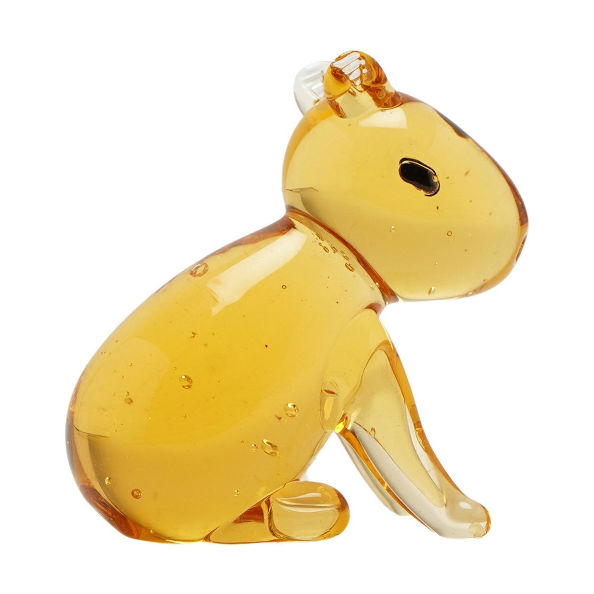 Sitting Capybara Miniature Glass Figurine - Orange