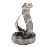Coiled Snake Swirled Glass Figurine with Raised Head - Grey