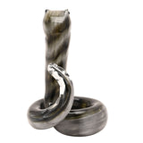 Coiled Snake Swirled Glass Figurine with Raised Head - Grey