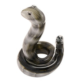Coiled Snake Swirled Glass Figurine with Raised Head - Grey