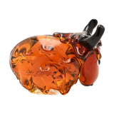 Shaggy Highland Cow Glass Figurine with Black Horns - Orange