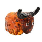 Shaggy Highland Cow Glass Figurine with Black Horns - Orange