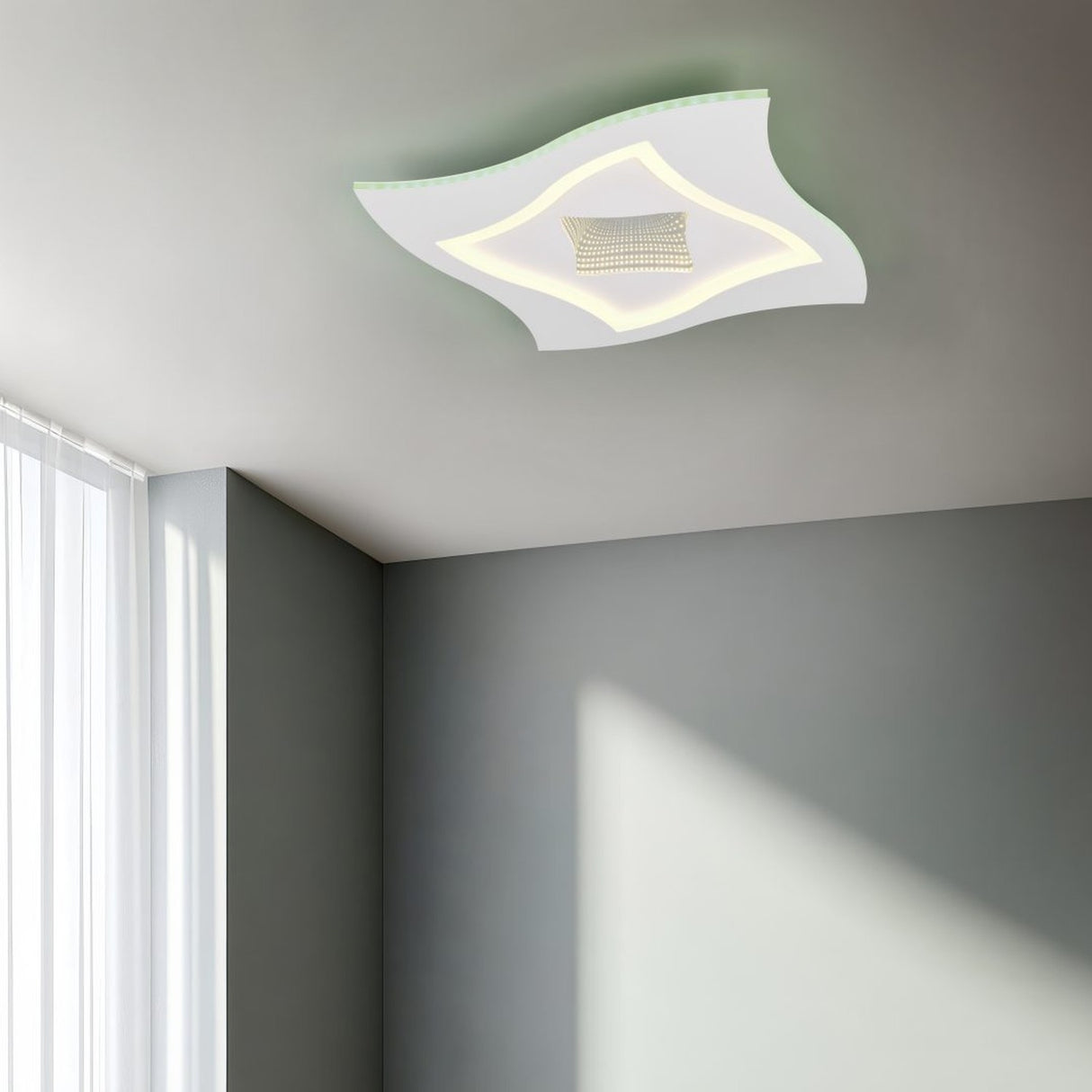 Klint LED Remote Control Square Ceiling Light – Matt White