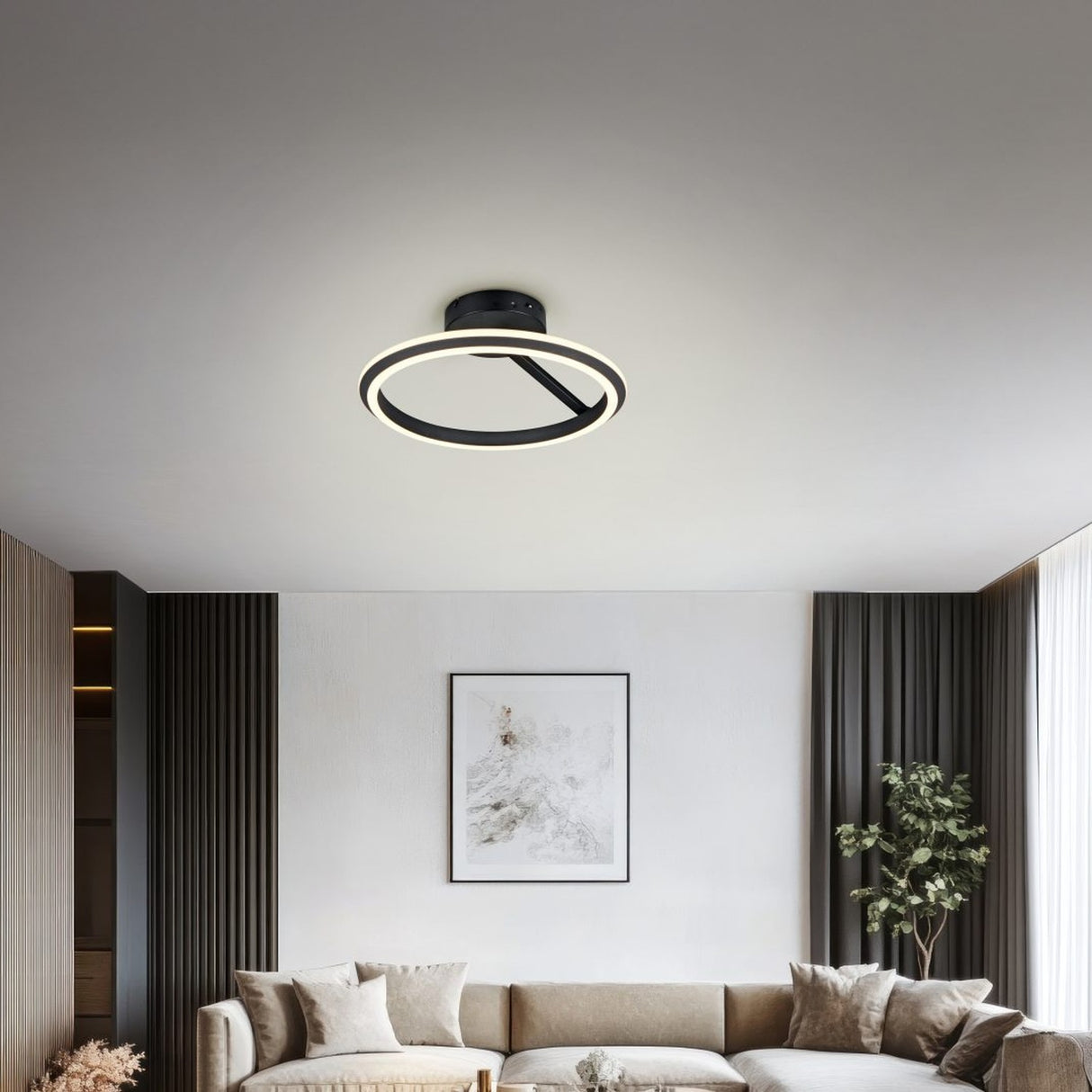 Amador LED Circular Ceiling Light – Matt Black