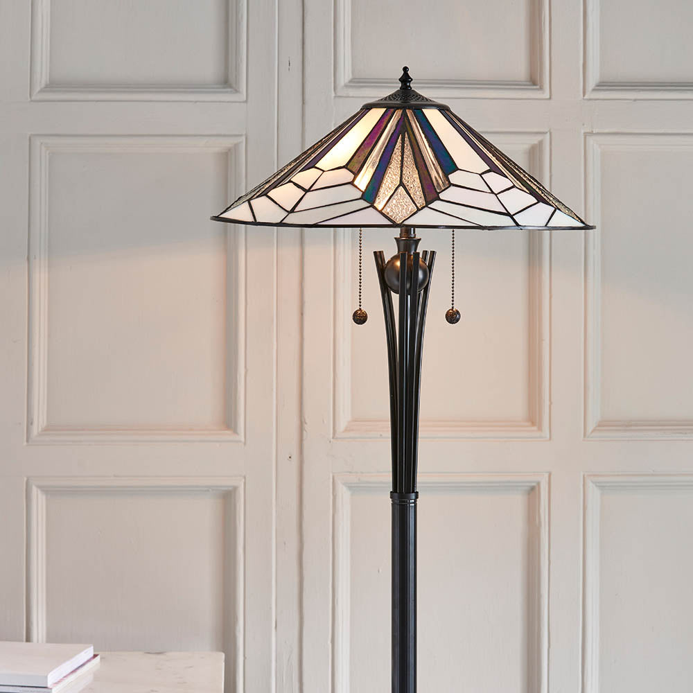 Larkbury Tiffany Floor Lamp - Black