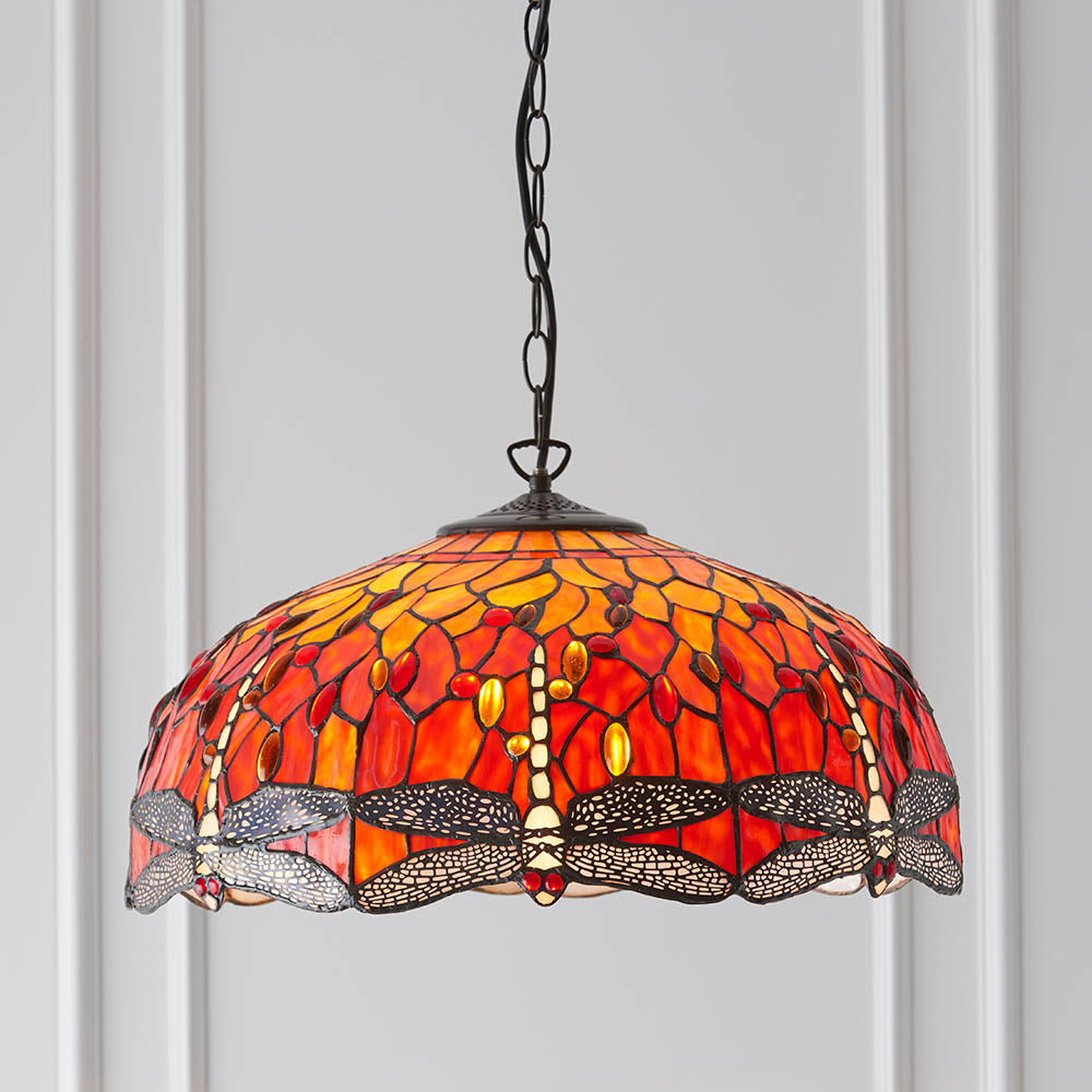 Alderworth Large 3 Light Tiffany Pendant - Flame