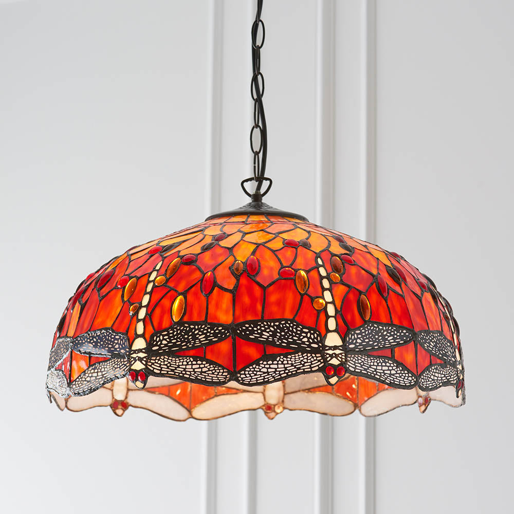 Alderworth Large 3 Light Tiffany Pendant - Flame