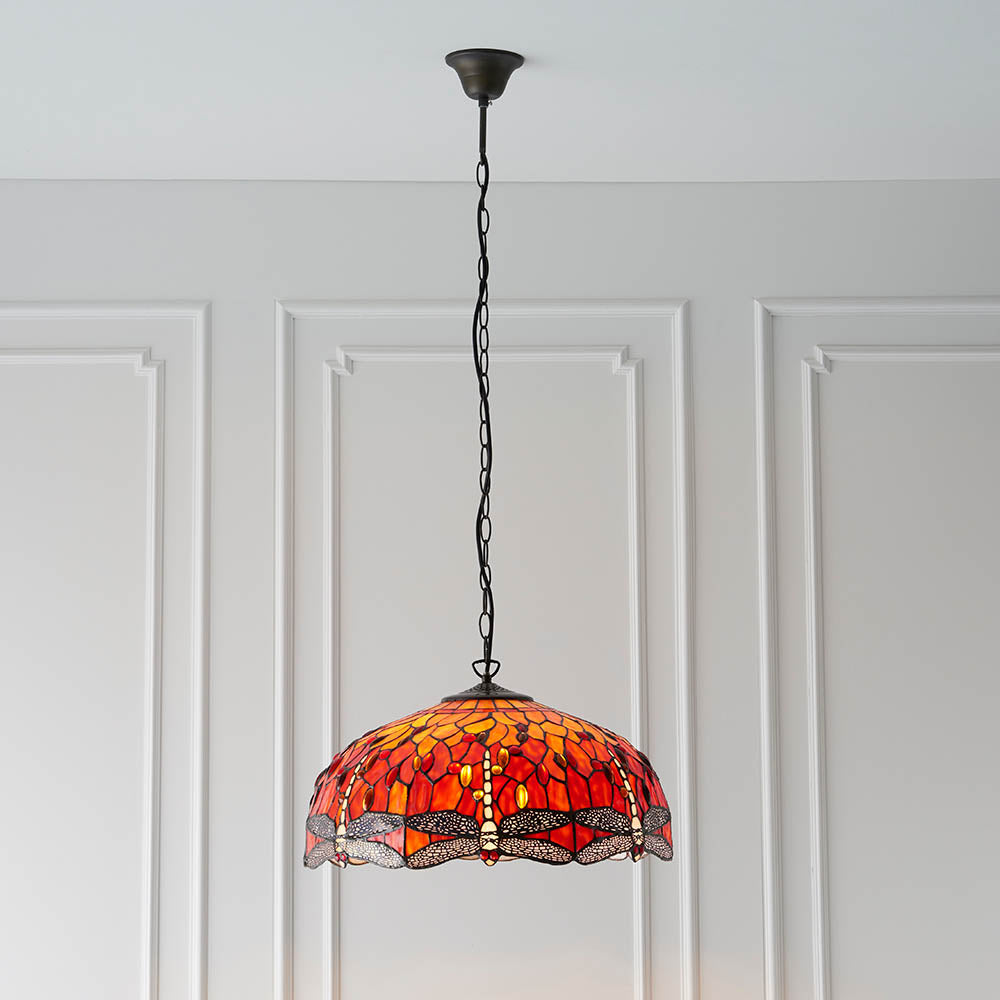 Alderworth Large 3 Light Tiffany Pendant - Flame