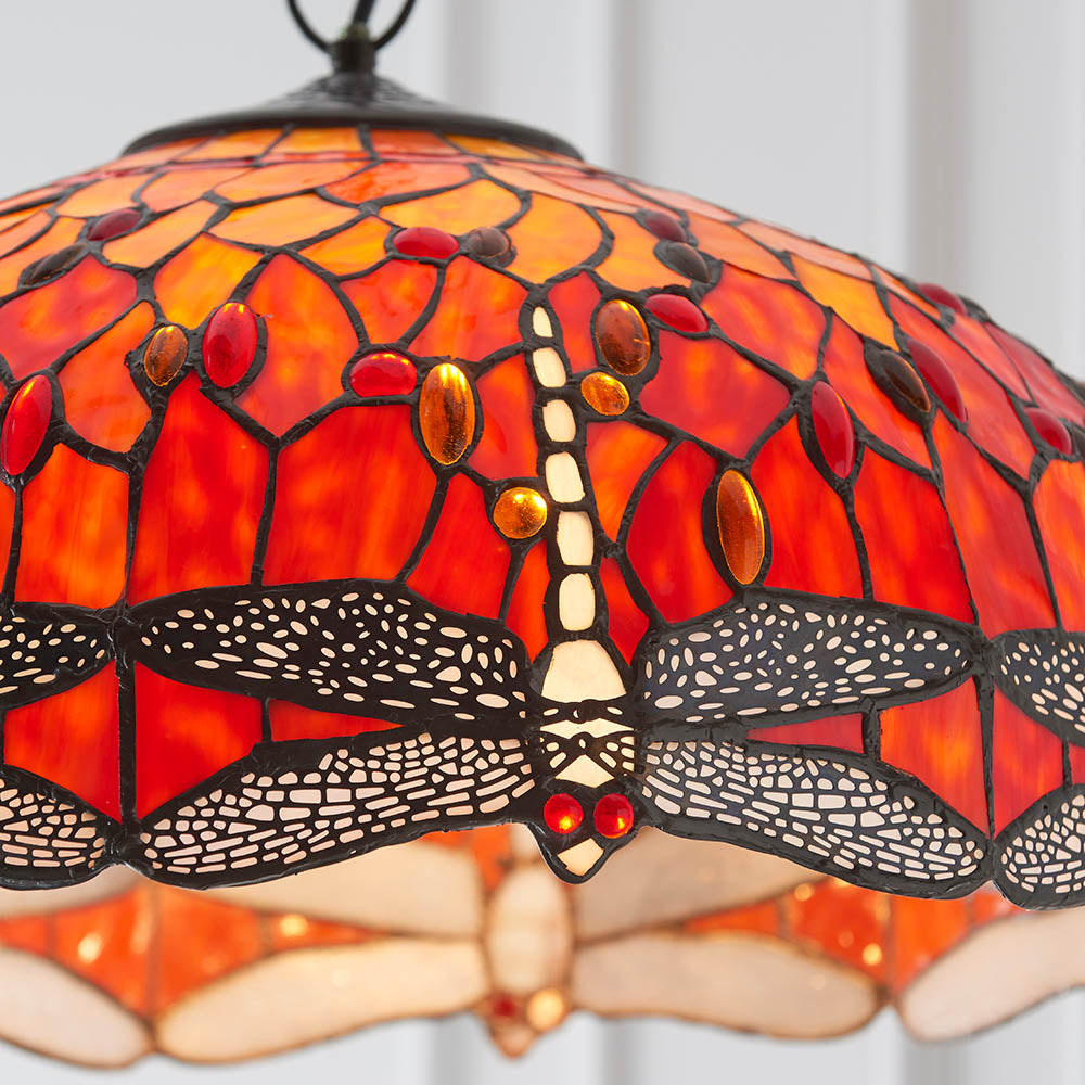 Alderworth Large 3 Light Tiffany Pendant - Flame