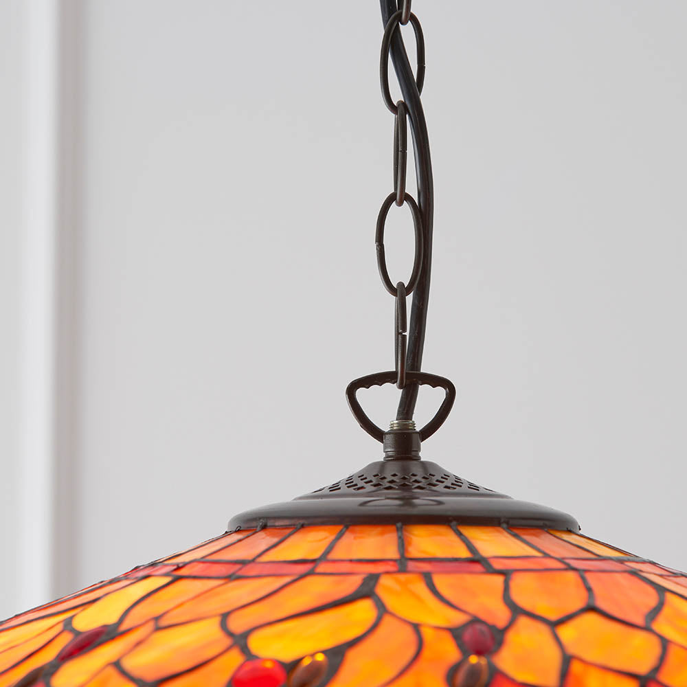 Alderworth Large 3 Light Tiffany Pendant - Flame