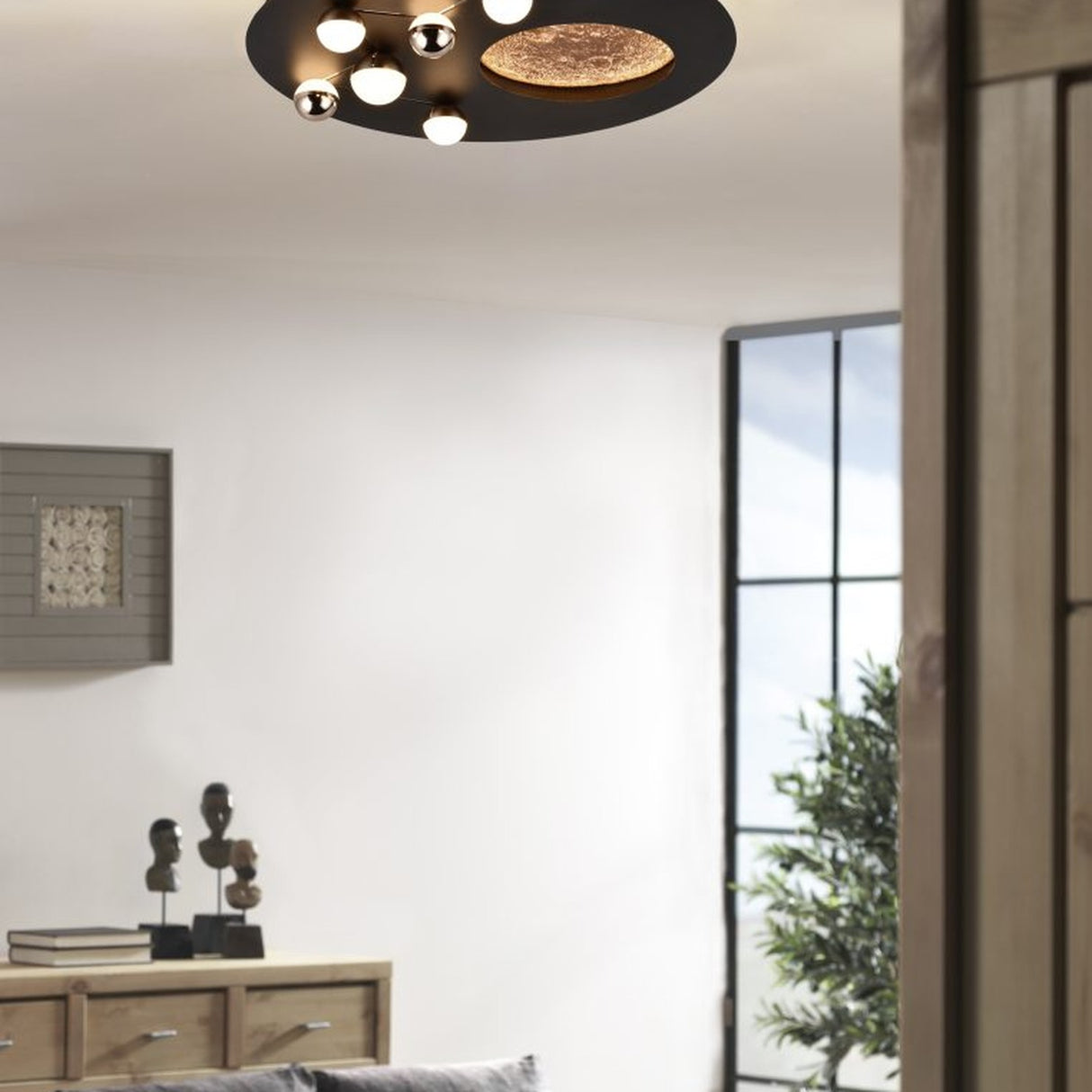 Zodiac LED Glass Ceiling Light – Matt Black