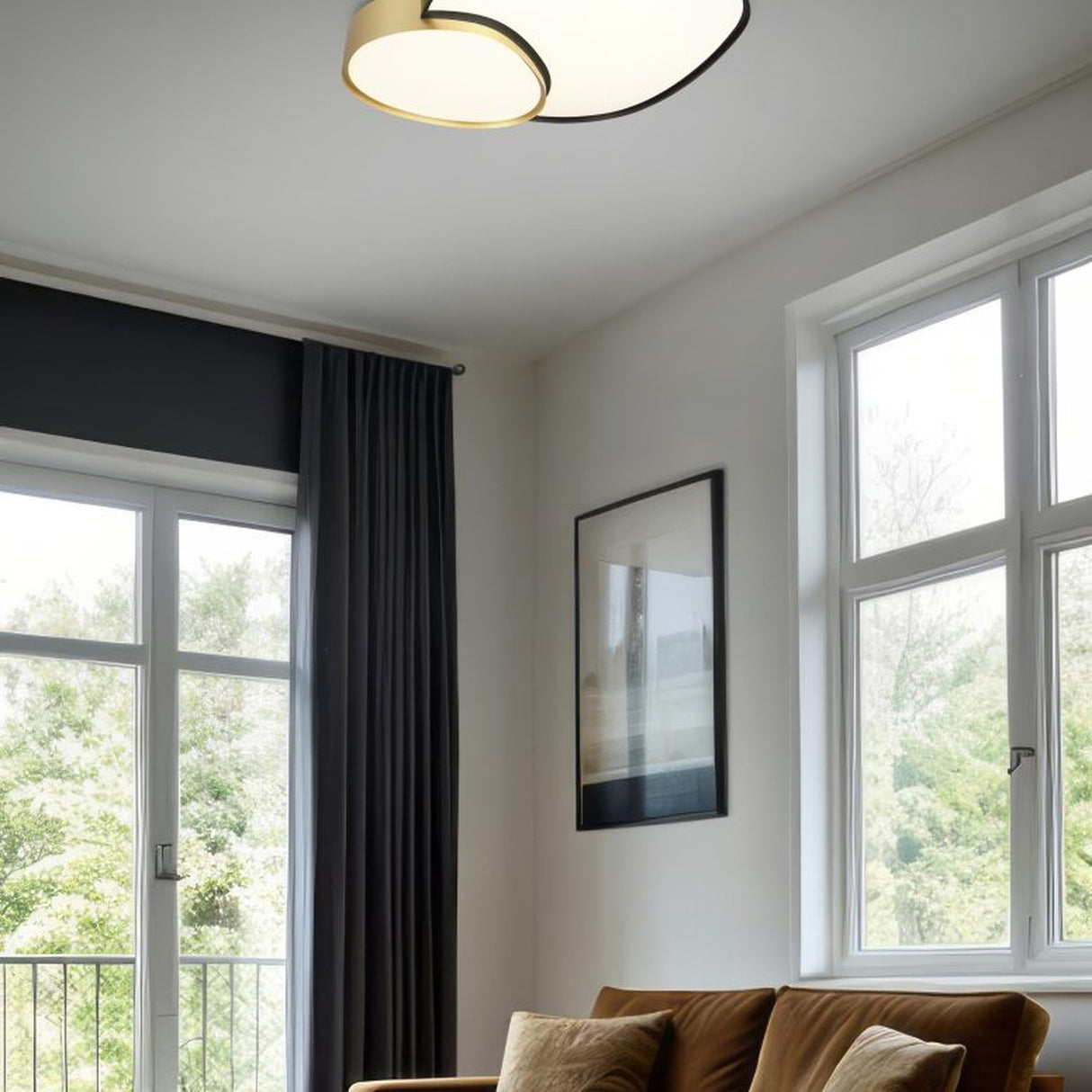 Rise 77cm LED Remote Control Ceiling Light – Black & Gold