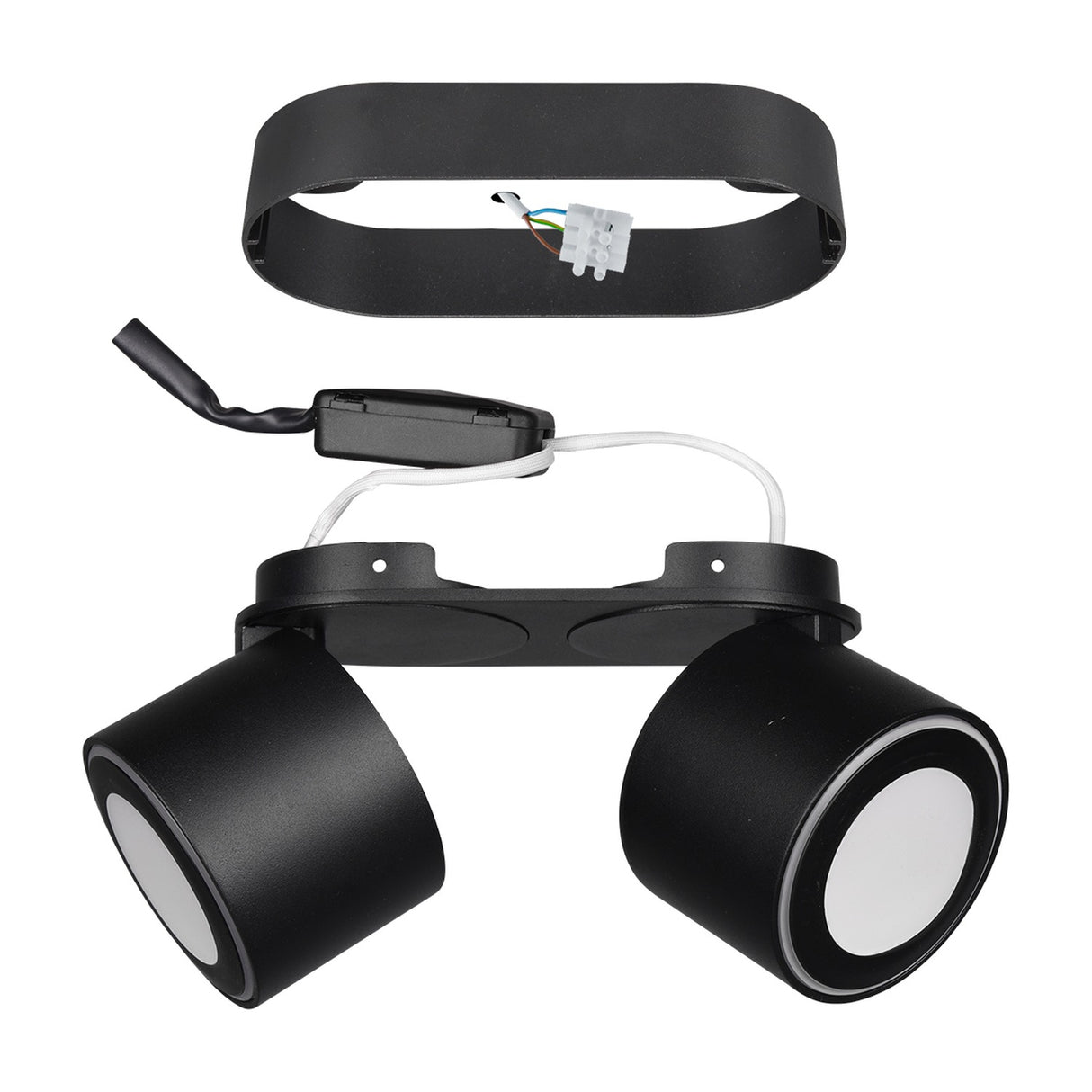 Taurus 2 Light LED Glass Ceiling Light – Matt Black