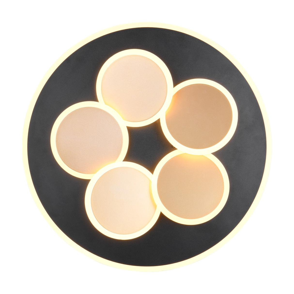 Mandala 5 Light LED Round Ceiling Light – Black & Gold
