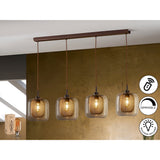 Fox 4 Light Metal Mesh Bar Pendant - Chocolate Brown (With Remote Control)