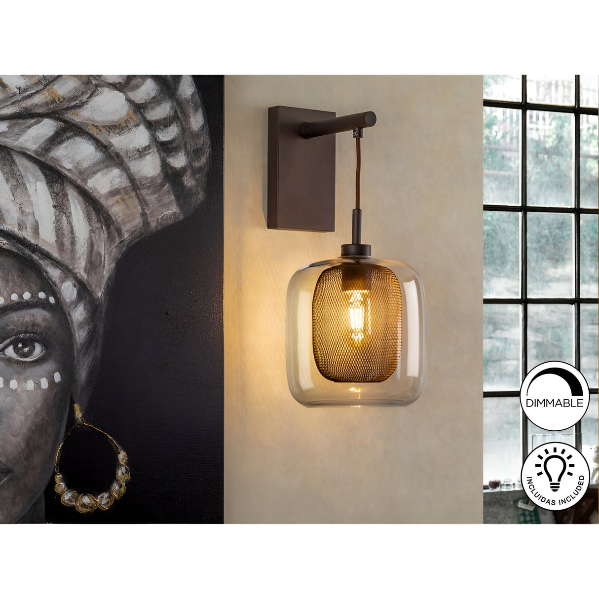 Fox Adjustable Glass & Metal Wall Light - Chocolate Brown