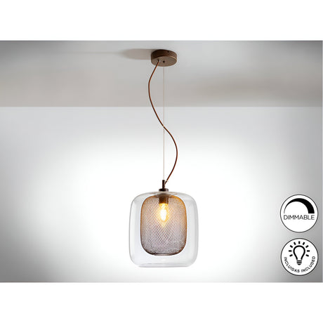 Fox Large 1 Light Glass Pendant - Chocolate Brown