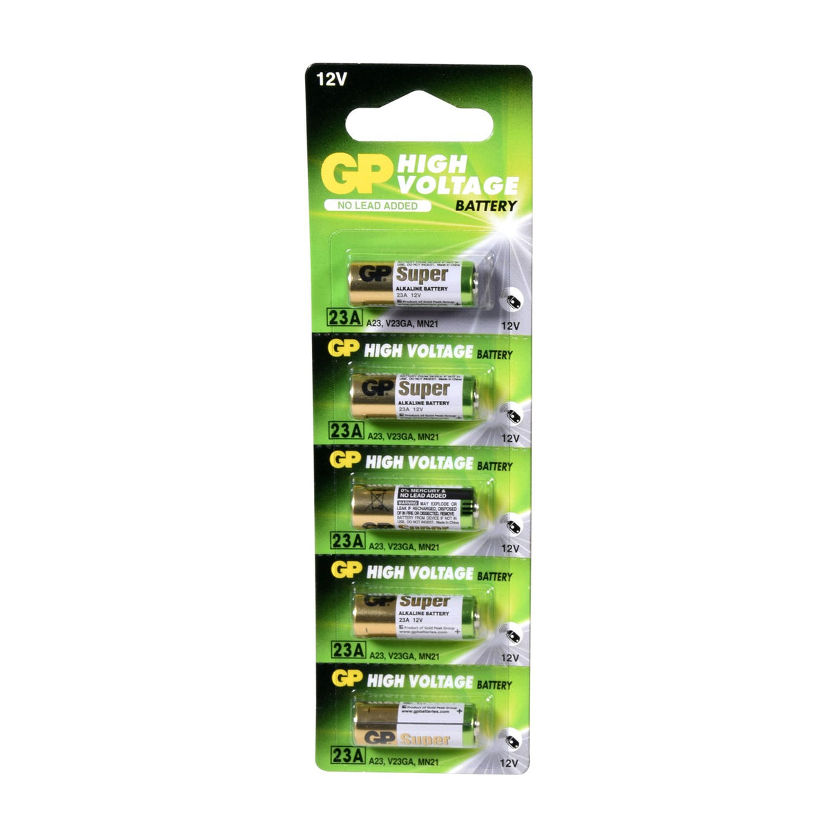 GP 23AE 12V High Voltage Alkaline Battery 5 Pack