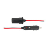 Mercury 12V DC cigar lighter extension lead by AVSL with male plug featuring LED indicator and female socket on red and black cables.