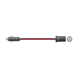 Mercury 12V DC cigar lighter extension lead by AVSL with red cable, male plug with LED indicator, and female socket shown on a white background.