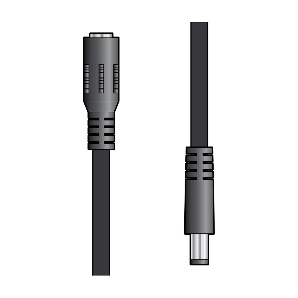 Mercury 3m DC extension lead by AVSL with a 2.1mm x 5.5mm black barrel socket and matching plug shown on a plain white background.