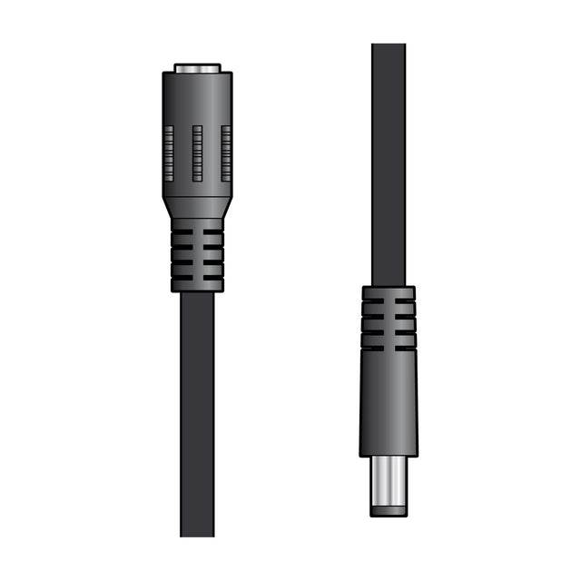Mercury 3m DC extension lead by AVSL with a 2.1mm x 5.5mm black barrel socket and matching plug shown on a plain white background.
