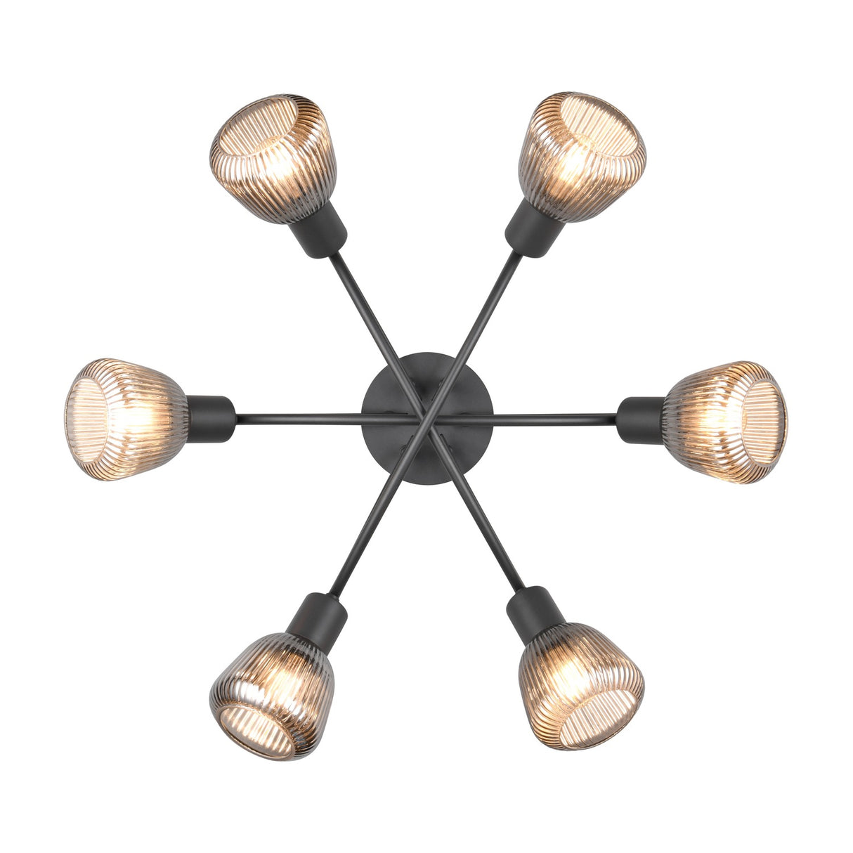 Tarifa 6 Light Glass Chandelier – Matt Black