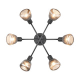 Tarifa 6 Light Glass Chandelier – Matt Black