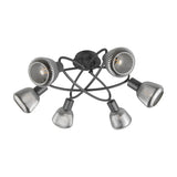 Tarifa 6 Light Glass Chandelier – Matt Black