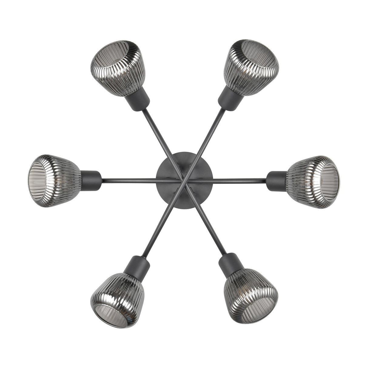 Tarifa 6 Light Glass Chandelier – Matt Black