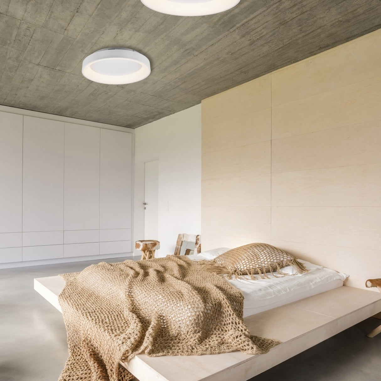 Girona LED Remote Control Round Ceiling Light – Matt White
