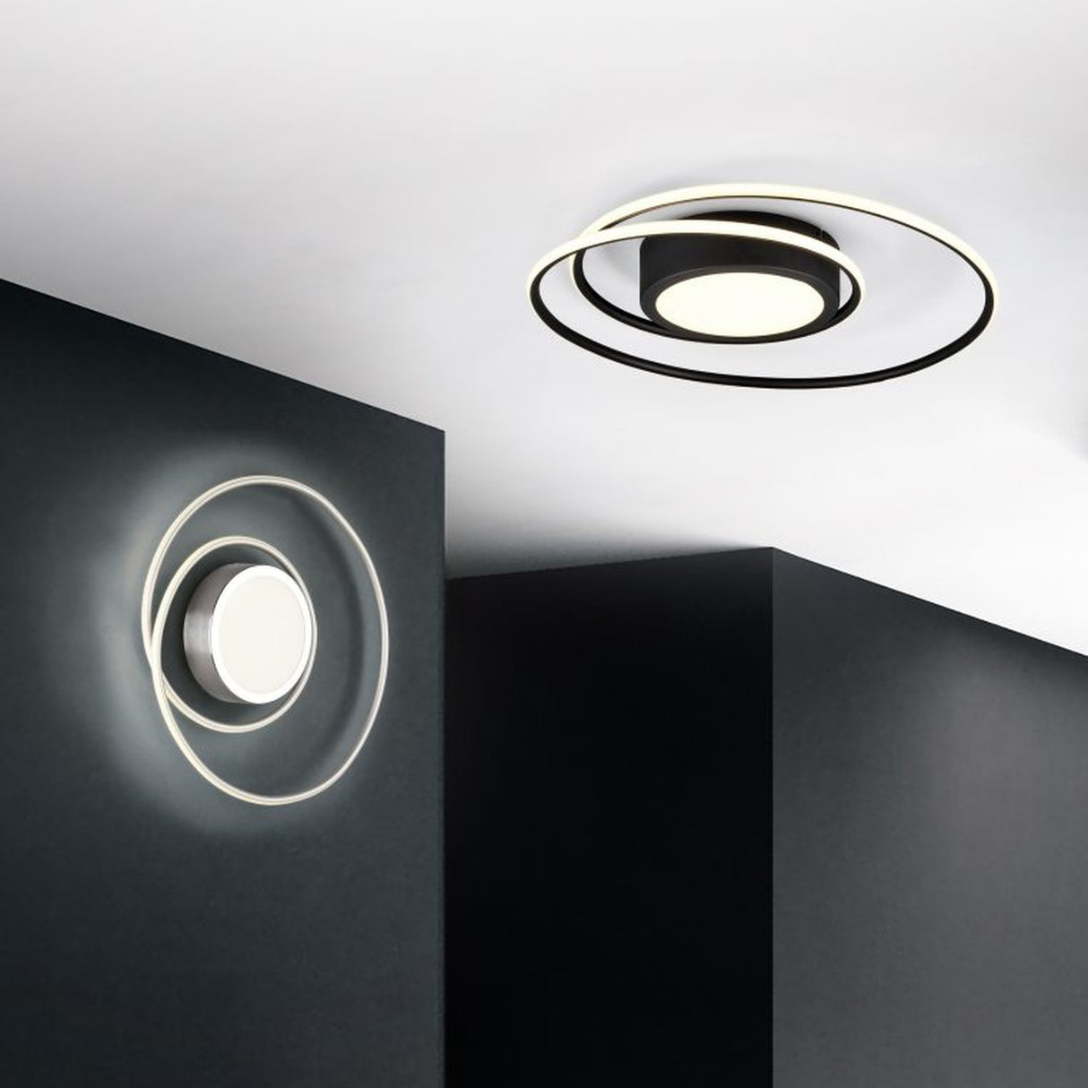 Yava LED Remote Control Circular Ceiling Light – Matt Black