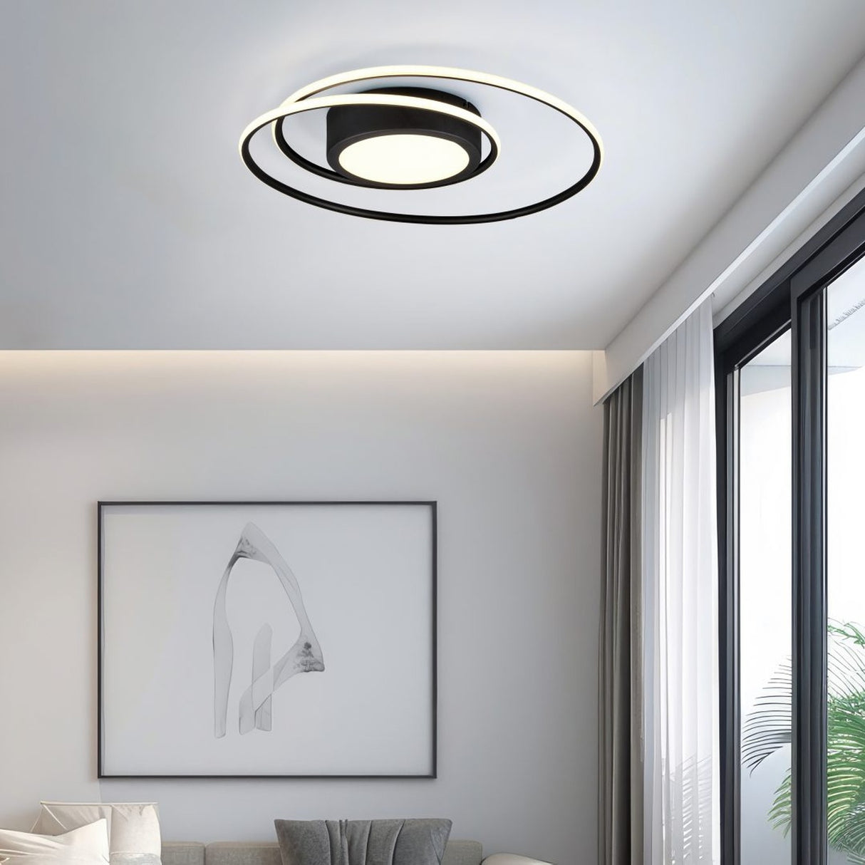 Yava LED Remote Control Circular Ceiling Light – Matt Black