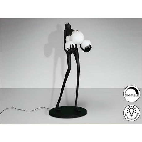 La Carga Black 6 LED Light Lamp Sculpture With Opal Shades - 180cm
