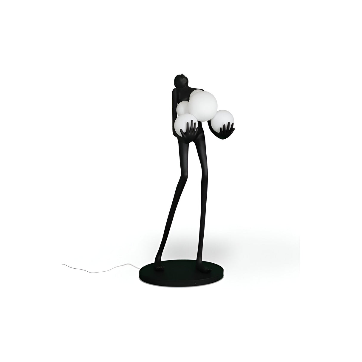 La Carga Black 6 LED Light Lamp Sculpture With Opal Shades - 180cm