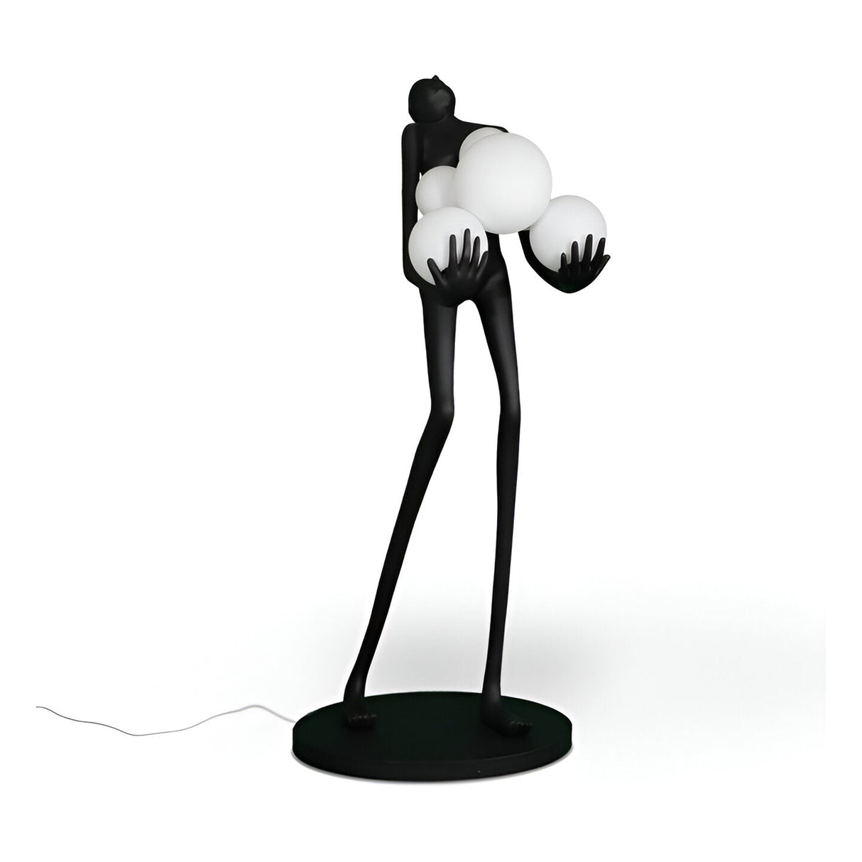La Carga Black 6 LED Light Lamp Sculpture With Opal Shades - 180cm