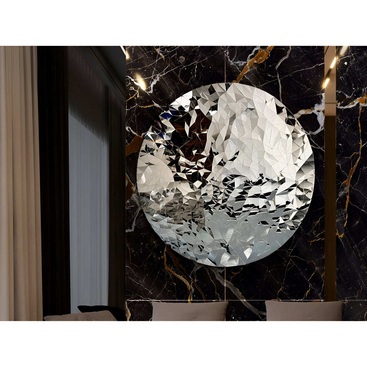 Polyedric Chrome Stainless Steel Wall Art - 100cm