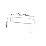 Dimension diagram of the Endon Castmont LED bathroom shaver light showing a linear wall fixture measuring 52cm wide, 8cm high and 7cm deep.