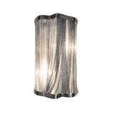 The Mireya 6 Light Metal Chain Veil Wall Light in nickel features wavy silver frames and cascading chains, creating a shimmering, textured effect—an elegant sculptural sconce to enhance any space.