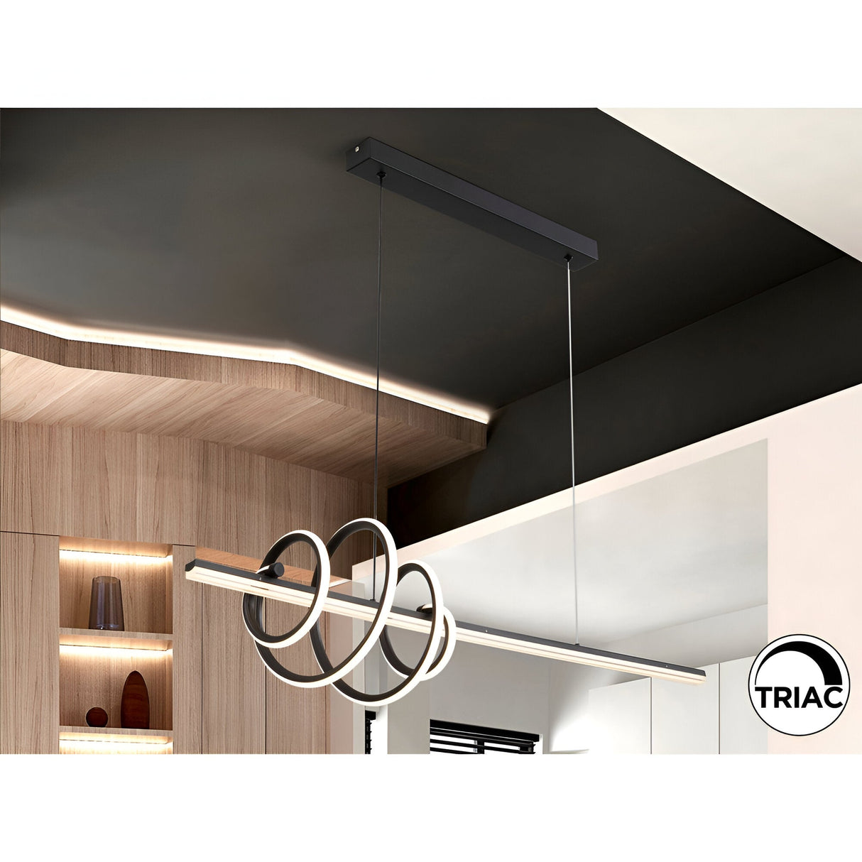 Tornado Dimmable LED Linear Suspension Light 50W 3000K - Black