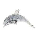 Shimmer Leaping Dolphin Swirl Glass Figurine - Grey & Clear