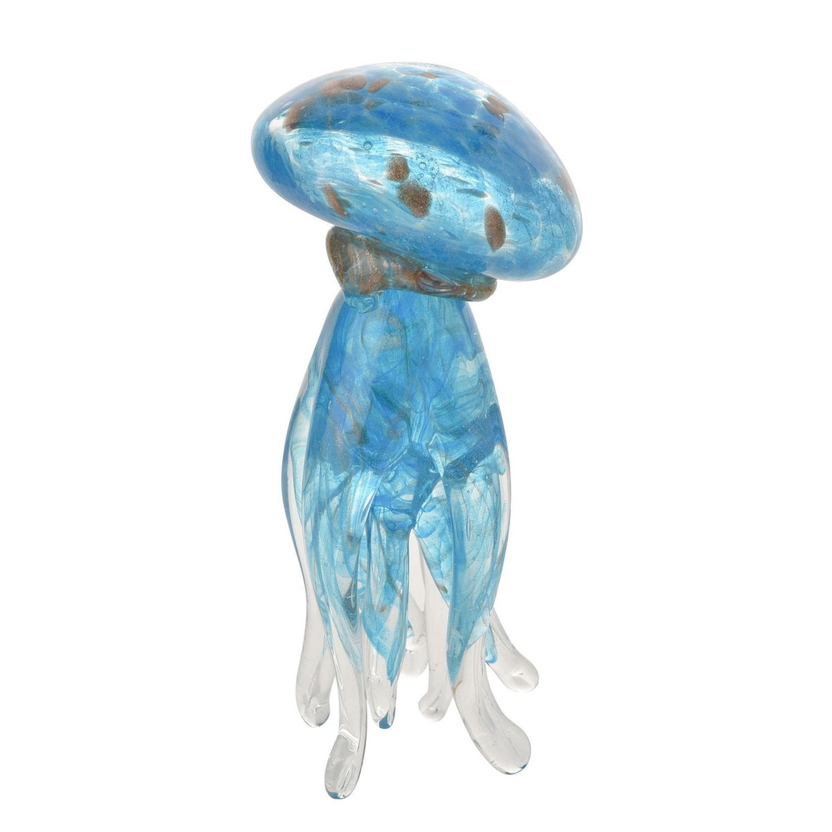 Swirled Jellyfish Glass Figurine with Clear Tentacles - Blue