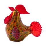 Speckled Cockerel Glass Figurine with Fan Tail - Red & Green