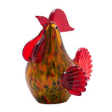 Speckled Cockerel Glass Figurine with Fan Tail - Red & Green