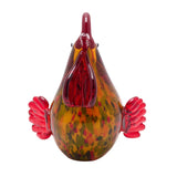 Speckled Cockerel Glass Figurine with Fan Tail - Red & Green