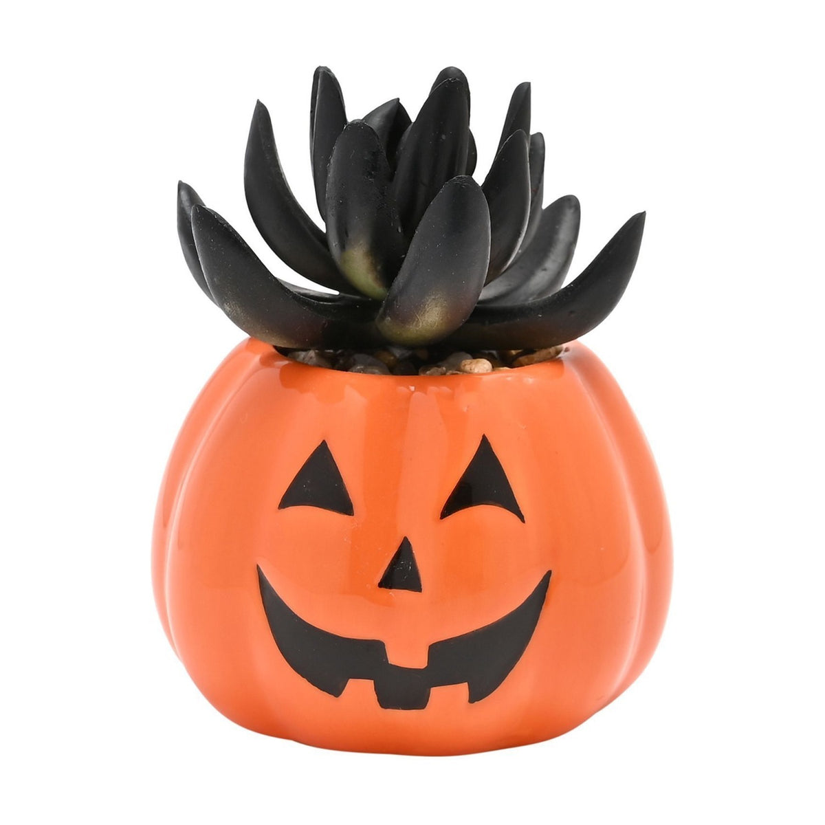 Jack-O'-Lantern Pumpkin Succulent Ceramic Planter - Orange